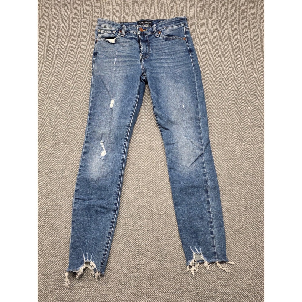 Lucky Brand Ava Skinny Distressed Ankle Jean Medium Wash Blue Women 4/27 Raw Hem